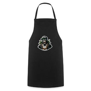 gorille avec chaine en or - Tablier de cuisine - noir - Devant - AI Model Male 185 dark (185cm)