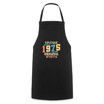 Mois 1975. Cadeau d'anniversaire 1975. 49 ans Birt - Tablier de cuisine - noir - Devant - AI Model Male 185 dark (185cm)