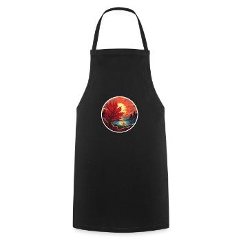 Maple leaf at sunset - Cooking Apron - black - Front - AI Model Male 185 dark (185cm)