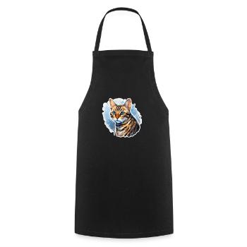 Katze bengalisch - Kochschürze - Schwarz - Vorne - AI Model Male 185 dark (185cm)