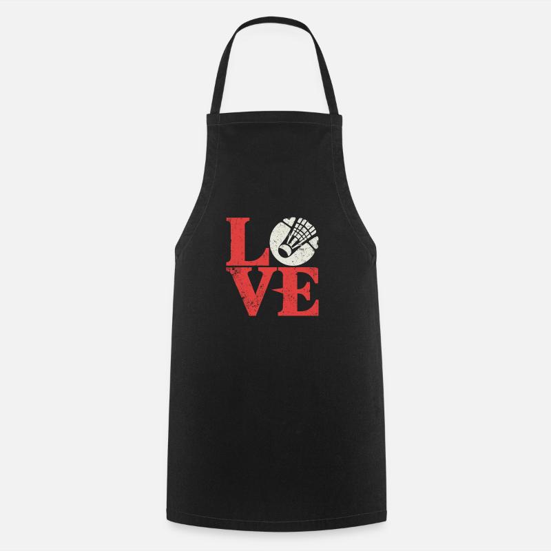 Love Badminton Shuttlecock - Cooking Apron - black