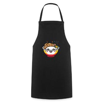 Happy kawaii noodle bowl with chopsticks - Cooking Apron - black - Front - AI Model Male 185 dark (185cm)