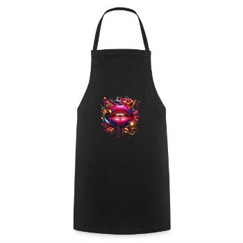 bouche cadeaux - Tablier de cuisine - noir - Devant - AI Model Male 185 dark (185cm)