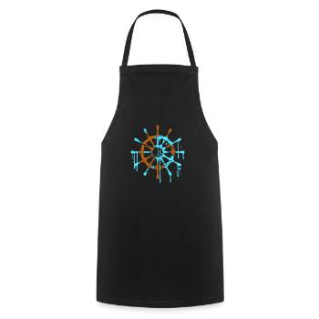 Ship Steering Steering Steering Wheel Sailing Graffiti - Cooking Apron - black - Front - AI Model Male 185 dark (185cm)