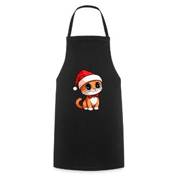 Christmas Kitten - Cooking Apron - black - Front - AI Model Male 185 dark (185cm)