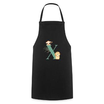 Lettre x vert animaux jungle - Tablier de cuisine - noir - Devant - AI Model Male 185 dark (185cm)