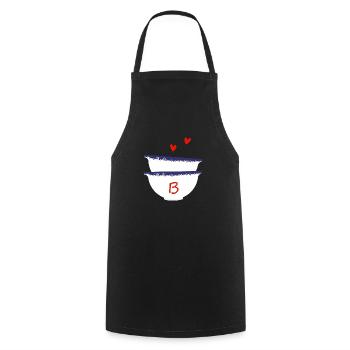 Lettre B bols breton - Tablier de cuisine - noir - Devant - AI Model Male 185 dark (185cm)
