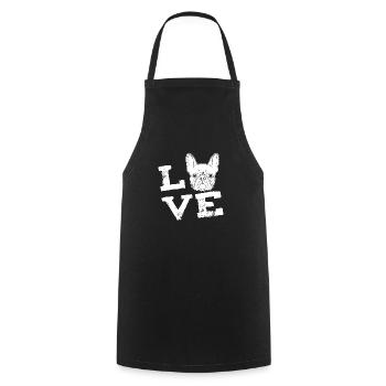 LOVE - French Bulldog - French Bulldog - Cooking Apron - black - Front - AI Model Male 185 dark (185cm)