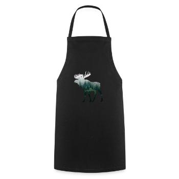 Elch Camping Jäger Naturfreund T-Shirt Geschenk - Kochschürze - Schwarz - Vorne - AI Model Male 185 dark (185cm)