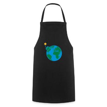 Earth globe planet world round globe circle text - Cooking Apron - black - Front - AI Model Male 185 dark (185cm)