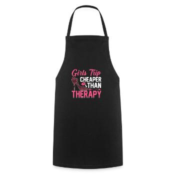 6 Girls Trip cheaper than therapy - Cooking Apron - black - Front - AI Model Male 185 dark (185cm)