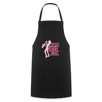 Ne sous-estimez jamais une fille avec un joueur de saxophone - Tablier de cuisine - noir - Devant - AI Model Male 185 dark (185cm)
