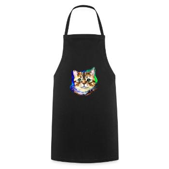 Katzengesicht 3 - Kochschürze - Schwarz - Vorne - AI Model Male 185 dark (185cm)