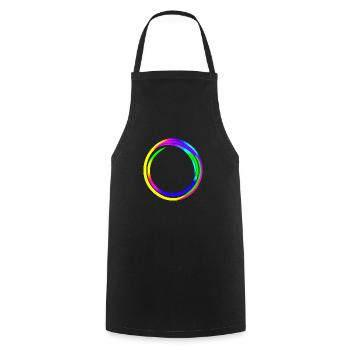 Rainbow dégradé coloré cool rétro tendance Art 4 - Tablier de cuisine - noir - Devant - AI Model Male 185 dark (185cm)
