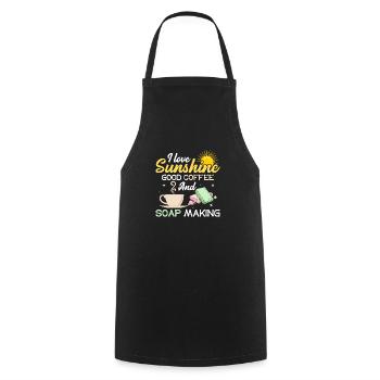 I Love Sunshine Good Coffee And Soap Making Soapma - Cooking Apron - black - Front - AI Model Male 185 dark (185cm)