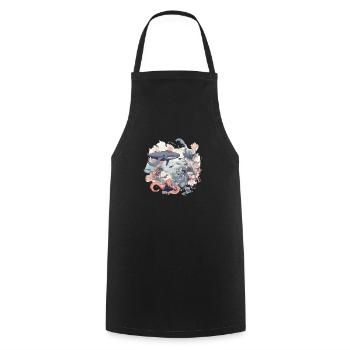 Creatures of the sea - Cooking Apron - black - Front - AI Model Male 185 dark (185cm)