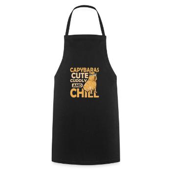 Capybaras Cute, Cuddly, and Chill Capibara Owner M - Cooking Apron - black - Front - AI Model Male 185 dark (185cm)