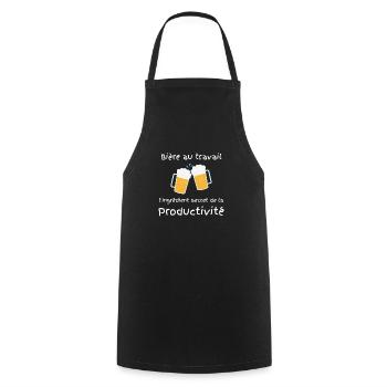 Bière au travail - humour drôle pour un cadeau - Tablier de cuisine - noir - Devant - AI Model Male 185 dark (185cm)