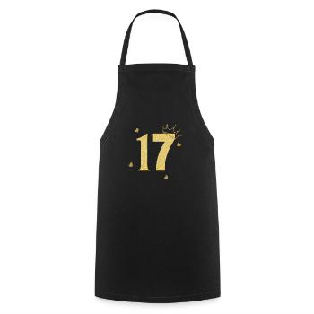 17th anniversary golden crown - Cooking Apron - black - Front - AI Model Male 185 dark (185cm)