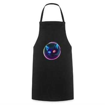 Black Cat with Neon Eyes - Cooking Apron - black - Front - AI Model Male 185 dark (185cm)