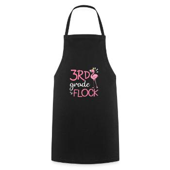 Flamingo Back To School 3rd Third Grade Flock - Cooking Apron - black - Front - AI Model Male 185 dark (185cm)