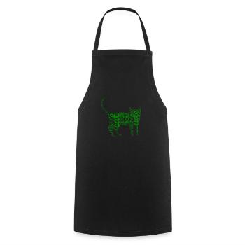 Chaton vert - Tablier de cuisine - noir - Devant - AI Model Male 185 dark (185cm)