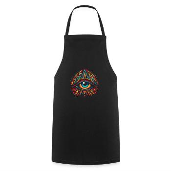 Vibrant Doodle Eye of Horus - Colorful Caricature - Cooking Apron - black - Front - AI Model Male 185 dark (185cm)