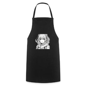 Manga Girl - Kochschürze - Schwarz - Vorne - AI Model Male 185 dark (185cm)