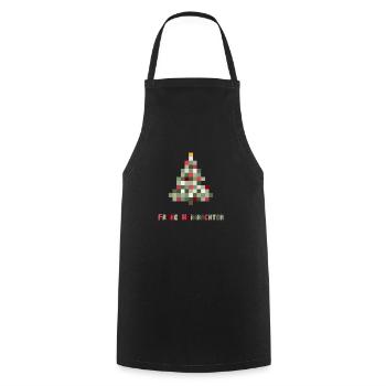 Merry Christmas 8-Bit Retro Christmas Tree - Cooking Apron - black - Front - AI Model Male 185 dark (185cm)