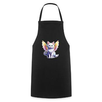 Cat with Wings - Cooking Apron - black - Front - AI Model Male 185 dark (185cm)
