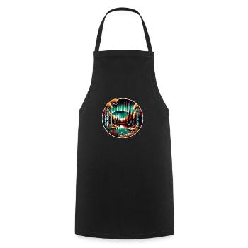Nordic Wilderness & Northern Lights - Vikings - Cooking Apron - black - Front - AI Model Male 185 dark (185cm)