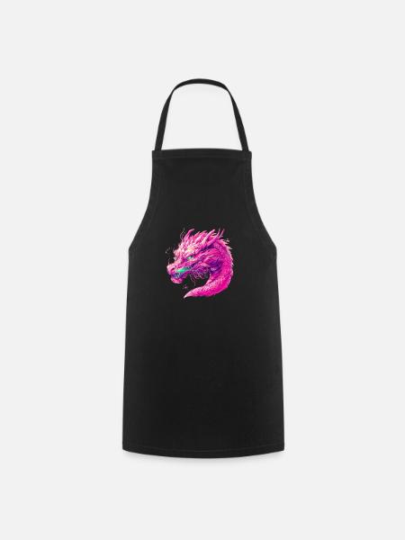 Pinker Drache - Kochschürze - Schwarz