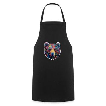 Bär psychedelisch - Kochschürze - Schwarz - Vorne - AI Model Male 185 dark (185cm)