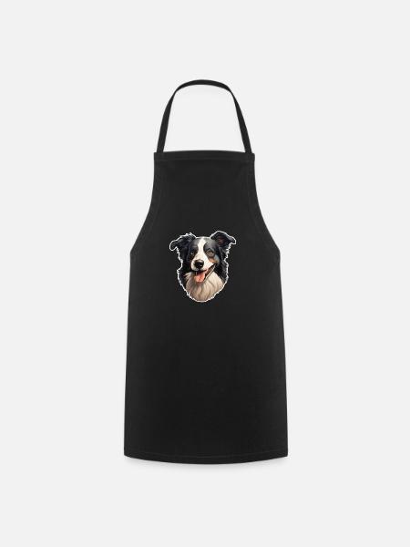 Border Collie Kopf - Kochschürze - Schwarz