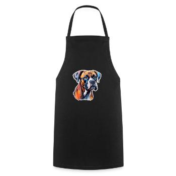 Boxer Head Psychedelic - Cooking Apron - black - Front - AI Model Male 185 dark (185cm)