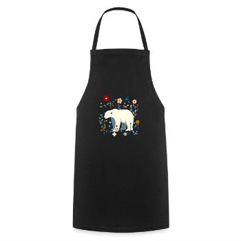 Floraler Eisbär - Kochschürze - Schwarz - Vorne - AI Model Male 185 dark (185cm)