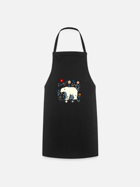 Floral polar bear - Cooking Apron - black