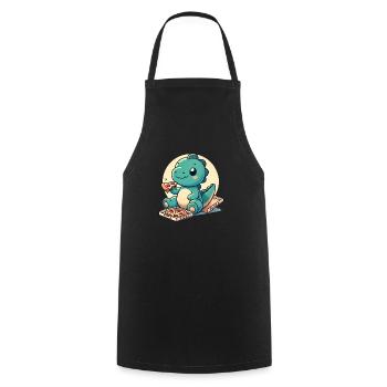 Cute Dino Pizza, Kawaii Dinosaur - Cooking Apron - black - Front - AI Model Male 185 dark (185cm)