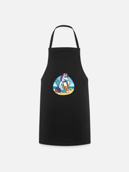 Unicorn Surfer - Kochschürze - Schwarz