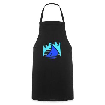 Ship Sun Stripe Sailor Captain Water Boat - Cooking Apron - black - Front - AI Model Male 185 dark (185cm)
