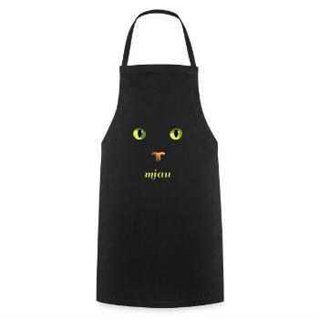 miau Katze - Kochschürze - Schwarz - Vorne - AI Model Male 185 dark (185cm)
