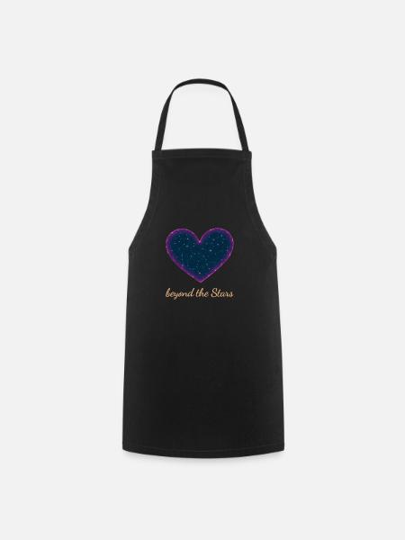 Love Beyond the Stars Heart Design - Cooking Apron - black