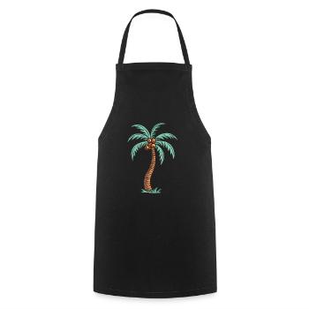 Palme Insel - Kochschürze - Schwarz - Vorne - AI Model Male 185 dark (185cm)