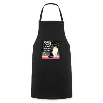 Désolé, je ne peux pas avoir de plantes avec mon chat - Tablier de cuisine - noir - Devant - AI Model Male 185 dark (185cm)