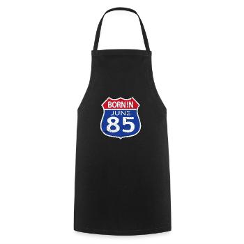 Born in June 1985 - Cooking Apron - black - Front - AI Model Male 185 dark (185cm)
