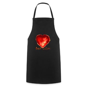 Best MOM. Abstract red watercolor heart . - Kochschürze - Schwarz - Vorne - AI Model Male 185 dark (185cm)