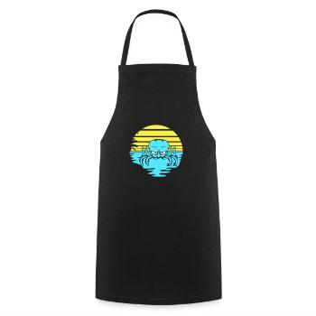 Oktopus Meer Sonnenuntergang Strand Urlaub Linien - Kochschürze - Schwarz - Vorne - AI Model Male 185 dark (185cm)