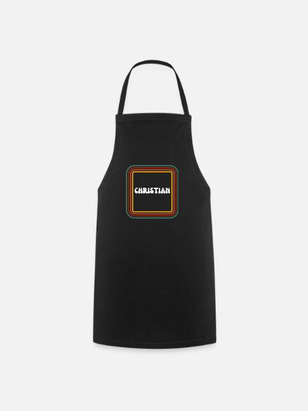 Retro name Christian - Cooking Apron - black