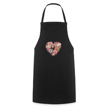 Blumen im Herzen 3 - Kochschürze - Schwarz - Vorne - AI Model Male 185 dark (185cm)