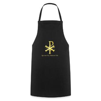 Symbole début fin Alpha Oméga Dieu Chrétien - Tablier de cuisine - noir - Devant - AI Model Male 185 dark (185cm)